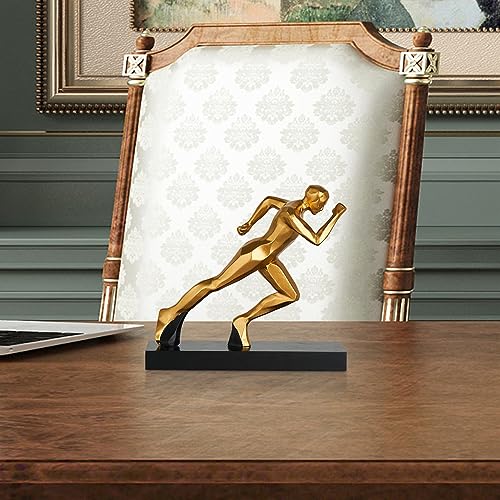 AWNR Male Runner Statue Abstract Figurine Gold Decor Resin Art Sculpture Modern Home Decor for Living Room TV Stand Desk Accents Shelf Decor Office Decorations Perfect Collectible - color: Gold Runner