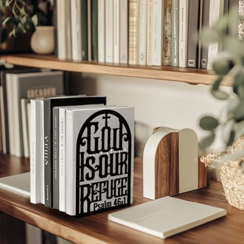 Peacoblue Metal Bookends for Shelves, Modern Decorative Heavy Duty Study Book Support Stoppers for Office, Desk, Shelf, Room 5.3"x4.3"x7.8" Cast Iron Simple Tall Bookends, 1 Pair (Bible) - style: Bible