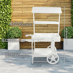 Sunnydaze Country Market Flower Cart Display Stand with Wheels - 2 Shelves - Fir Wood - 30 lb Weight Capacity - Charred Fir - color: Charred Fir