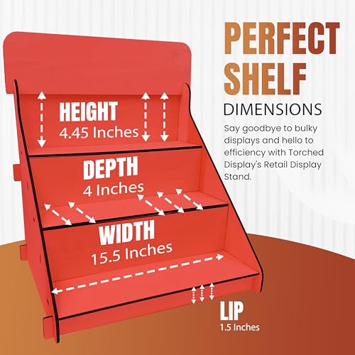 Wooden Portable Retail Table Display Stand Countertop 3 Step Riser Craft Shows, Farmers Markets Tradeshows |No Hardware Assembly Flat Pack Soap Display CBD Jewelry Spices Cups Tumblers Coasters - color: Red