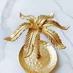 Metal Ring Dish Holder for Jewelry, Coconut Tree Jewelry Dish Ring Holder, Trinket Dish Jewelry Organizer for Dresser Christmas Mothers Day Birthday Wedding Gifts - color: Coconut Tree-Gold