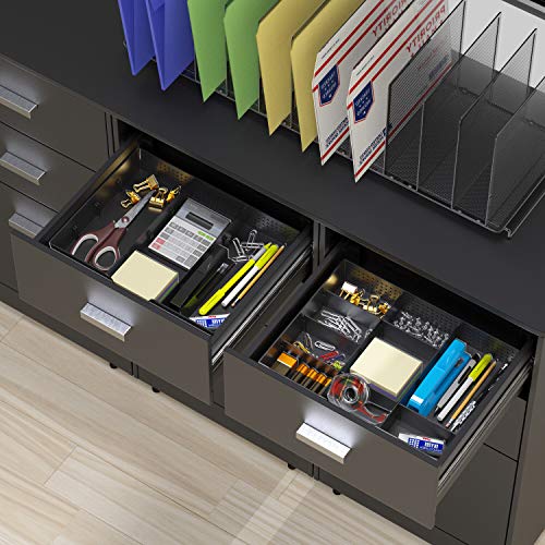 Simple Houseware Drawer Organizer Tray with 9 Adjustable Compartments, Black - color: Black, size: 1 Pack