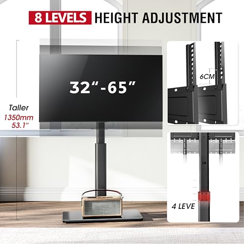 AOKCOS Swivel TV Floor Stand for 32-65 Inches TVs, 8 Level Height Adjustable Corner Small TV Stand Mount for Living Room/Bedroom, Holds up to 88 lbs,MAX VESA 400x400mm,Black - color: Black, size: for 32"-65"