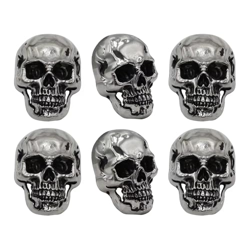rhinocats 6pcs Skull Fridge Magnets,Locker Accessories,Halloween Funny Goth Decorative Magnets for Home Kitchen Office Whiteboard (Silver) - color: Silver Skull 6-pack