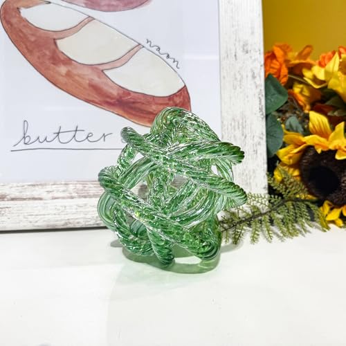 Glass Knot Teal Orbit Ball - 6 Inch Hand Blown Infinity Sculpture Decor Glass Orbit Home Decor Table Decoration Interio Art - color: Light Green, size: 6" Diameter