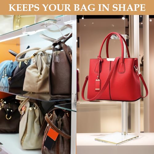 Acrylic Purse Display Stands, 14"-24" Adjustable Height Handbag Holder, Clear Purse Rack Stands for Closet Retail, Durable Gold Trim Hanging Bag Wallet Jewelry Necklace Organizer Stand(PATENT PENDING) - size: 1-Pack, L (13.5"-24")