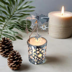 Carousel totary Candle Holder Spinning irthday Gifts for Women, Mom, Wife, Girlfriend, Sister, Her, Metal Windmill Tea Light for Female Friends (Silver Star) - color: Silver Star