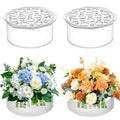 Jucoan 4 Pack Round Acrylic Flower Vase, 6 x 2.5 Inch Cylinder Low Acrylic Vase with Holes for Floral Arrangement, Home Wedding Bridal Shower Party Table Centerpieces Decor