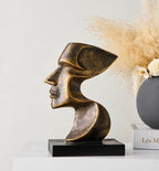 Decorative Modern Abstract Profile Sculpture, Contemporary Home Decor Resin Statue on Black Base