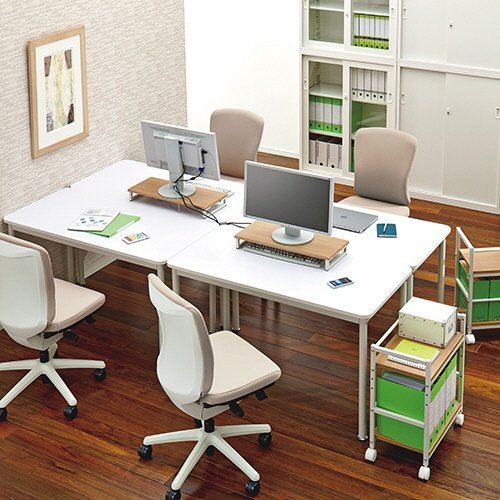 Yamazen DTS-5925 (NA/IV) Monitor Stand, Width 23.2 x Depth 9.8 x Height 3.1 inches (59 x 25 x 8 cm), Compact, Keyboard Storage, PC Stand, Easy Assembly, Natural/Ivory, Work from Home