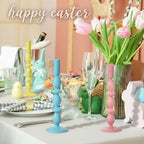 Mumufy 3 Pcs 11 Inch Easter Candle Holder Glass Easter Egg Candlestick Holder Spring Taper Decorations Home Candlesticks Decorations Centerpieces Decor for Candle Fireplace Mantle Dining Gifts