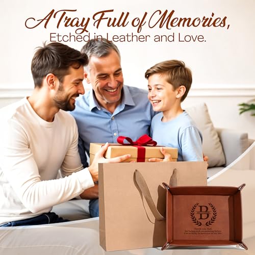 Personalized Engraved Leather Tray for Men with Engraved Name, PU Leather Valet Organizer for Dad, Custom Gift for Him, Custom Catchall Tray for Desk, Office, Accessories Travel Organizer for Men - style: Men Gift