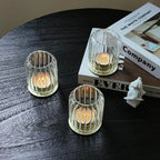 Vixdonos Glass Hurricane Tealight Candle Holder with Metal Candle Stand,Set of 3 Modern Windproof Votive Candle Holders for Wedding Party Table Centerpiece Outdoor,Clear - color: Clear