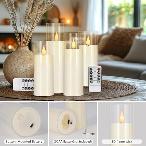24 Pack LED Flameless Candles Set(14/16/18cm), Battery - Operated with 4 Remotes,Clear, Timer & Flickering/Steady Modes for Home décor, Wedding, Patio,Outdoor. - color: Clear