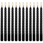 12-Pack 10' Tall Black Spiral Taper Candle Set - Dripless, Smokeless for Halloween&Christmas, Unscented Candlesticks, Dripelss Tapered Candles for Table Rituals,Memorial Prayer Wiccan Rituals. - color: 12Pack-Spiral Black-10inch