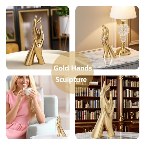Golden Hands Sculpture Elegant Resin Home Decor Hands Statues Versatile Love Ornament,Perfect for Bedroom, Office Desktop, Cabinets,Wedding (Golden Hands) - color: Golden Hands
