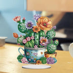 5D Tabletop Diamond Art Kit, Stand Up Special Shaped Crystal Diamond Art Desktop Kits for Adults, DIY Diamond Painting Kits Craft Gift - Cactus Pots - color: Cactus Pots