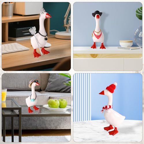 39pcs 7 Inch/17.8 cm Desk Goose Outfits, Mini Porch Goose Accessories with Hat Glasses Scepter Necklace Scarf Fun Clothes Costume Set for Magnetic Table Geese Statue Decor