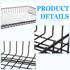 Hicarer 4 Pcs Metal Paper Tray 11 x 17 Inch Iron Wire Grid Desk File Document Letter Tray 11 x 17 Paper Desk Organizer Wide Entry Basket for Office Home (Black)