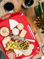 KAQAHIDO Large Melamine Serving Trays for Eating, 17.5’’ x 12’’ Serve Platter for Appetizer, Charcuterie, Food, Snack, Cupcakes, Dessert, BPA-Free, Dishwasher Safe Tray, Set of 2, Red - color: Red