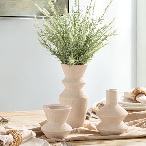 Ceramic Vase Home Table Decor - White Flower Vase Set of 3 Living Room Kitchen Decorations Farmhouse Modern Rustic Vases Decorative Centerpiece for Shelf Bedroom Office Bathroom Dining Coffee Desk - color: 10-white