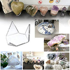 Hipiwe 5 Packs Acrylic Triangle Display Holder - Display Easel Stands for Geodes Rock Mineral Agate Fossil Coral, Clear Plastic Display Stands for Small Collectibles, Big - size: Large