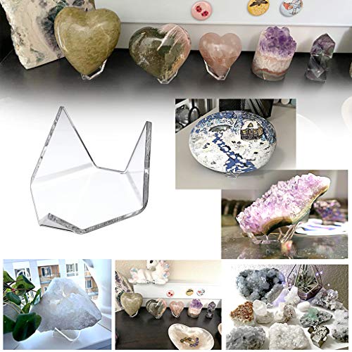 Hipiwe 5 Packs Acrylic Triangle Display Holder - Display Easel Stands for Geodes Rock Mineral Agate Fossil Coral, Clear Plastic Display Stands for Small Collectibles, Big - size: Large