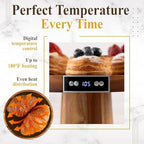 Velvera Heated Cake Stand with Dome, Cordless Food Warmer, Adjustable Temperature up to 180°F, Wooden Cake Display Stand for Cakes, Brownies, Pastries, Muffins & Cookies