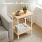 HOOBRO End Table, Small Side Table, Nightstand with 2-Layer Storage Shelves, Sofa Table for Small Spaces, Living Room, Bedroom, Stable Frame, Easy Assembly, Natural and White WN09BZ01 - color: Natural + White
