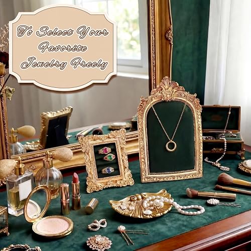 Liliaafar 2 Pcs Vintage Ring Holder Jewelry Display Stand for Vendors Necklace Jewelry Organizer with Velvet Backing for Women Engagement Wedding Anniversary(Classic,Green) - color: Green, style: Classic