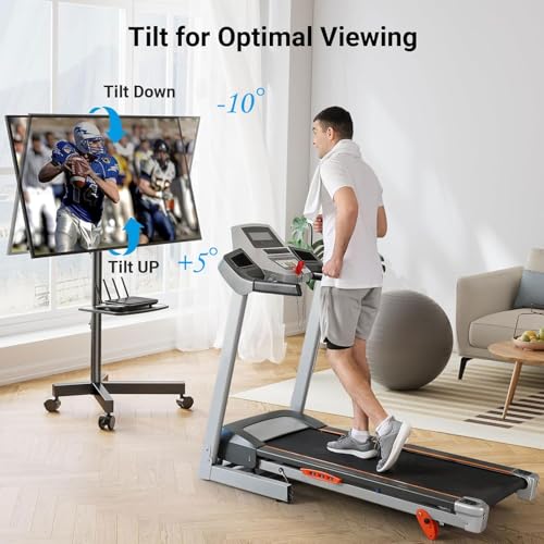 PERLESMITH Rolling TV Stand, Mobile TV Stand for 23-60 Inch LCD LED TVs, Tilt TV Stand Wheels Holds up to 88Lbs, Portable TV Stand for Bedroom with Shelf, Outdoor TV Stand Max VESA 400x400mm PSTVMC06 - size: 23-60 Inch