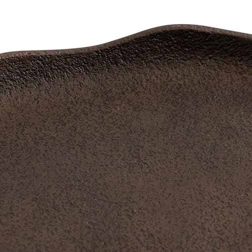 Kate and Laurel Alessia Modern Decorative Scalloped Oval Footed Metal Tray; 14 x 8; Bronze; Transitional Food-Safe Cast Aluminum Pedestal Tray with Rough Texture and Deckled Edge - color: Bronze