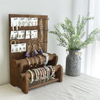 Ikee Design 18 Hooks and 2 Removable Bars Wood Jewelry Holder Organizer Stand, Earring Bracelet Jewelry Display Stand Organizer, Necklace Bracelet Holder, Brown Color - color: 5) Brown, 2 Bars, 18 Hooks