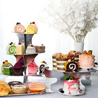 Zopeal 7 Pcs Dessert Table Display Set 3-Tier Cupcake Stand 1-Tier Cup Cake Display Tower Platters and Serving Trays Cardboard Cake Cookie Holders for Wedding Birthday Party Baby Shower(Silver) - color: Silver