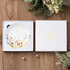 Crisky Initial Jewelry Tray Ring Dish & Gift Box, Ceramic Flower Trinket Dish for Rings Earrings Necklaces Keys, Bridal Shower Engagement Birthday Gift for Women, Friends 4.57" (Gold Foil C - style: Initial C