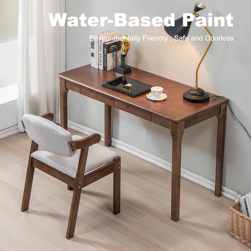 Solid Wood Desk with Drawers, Small Computer Desk for Small Spaces, Gaming Study Home Office Desks for Work, Student PC Desk for Bedroom, Escritorios para Cuartos - color: Cherry Color, size: 39.4 inch