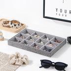 Stackable Jewelry Organizer Tray For Drawers,White Leather Small Earring Storage Tray,Bracelet And Necklace Display Box,Jewelry Ring Display Case (Gray 12 Grids) - style: Gray 12 Grids