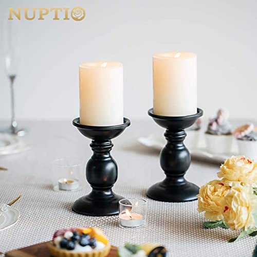 2 Pcs Black Pillar Candle Holders, Most Ideal for 3" Pillar Candles, Gifts for Wedding, Party, Home, Spa, Reiki, Votive Candle (2 x S) - color: Black, size: S + S