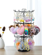MyGift 3 Tier Classic Large Black Metal Jewelry Tree Holder Organizer with 360 Degree Rotating Arms, Spinning Necklace and Bracelet Tower Display Stand with 36 Hooks and Top Card Holder For storage - color: Black (3 Tier)