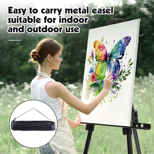 2 Pack Adjustable Art Easel Stand for Painting & Display, 17-66in Aluminum Metal Tripod with Carry Bag, Portable Travel Easel for Adults Artists