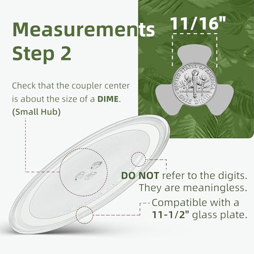 11.5" Microwave Turntable Compatible with Whirlpool W11443145 W11401221, 11 1/2 inch Replacement Microwave Glass Plate for WB49X689 3517203500 F06019W00XP 9KC3517203500 - size: 11.5" Small Coupler Hole