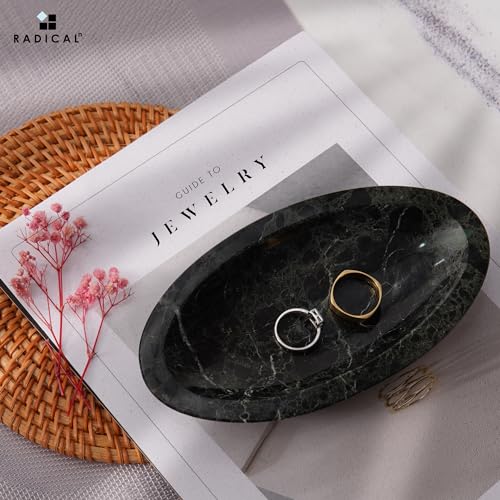 Radicaln Marble Jewelry Tray Black 7" Inch Handmade Earring Holder Organizer - Perfume Tray Storage Container - Trinket Dish For Bathroom Décor & Jewelry Holder - color: Black