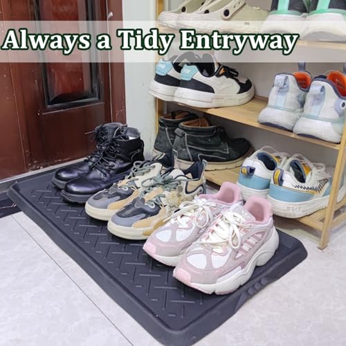 Rubber Boot Tray Shoes Tray for Entryway Multipurpose Boot Mat Trays with Raised Edge Indoor Outdoor Boots Mat for Shoes 27.5x16 Inches (2 Pack) - color: 2 Pack