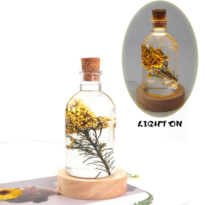 Bottle Resin Silicone Mold with Light Base and 10 PCs Corks Epoxy Resin Casting Mold for Wishing Bottle Crystals Glass Art Decoration - color: Bottle mold with Light base