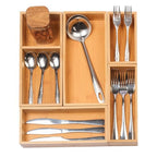 Vincona Bamboo Drawer Organizers Set, 5-Piece Multi-Use Wood Storage Organizers, Desk Drawer Tray for Kitchen, Bathroom, Office, Dresser, Bamboo Box Bin for Jewelry, Makeup, Junk, Gadgets - size: 6 Grids