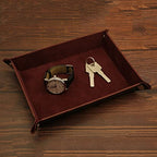 Valet Organizer - Catchall Tray for Jewelry, Wallets, Watches, Keys, Coins, Phones, Glasses - Perfect for Nightstand, Desk, Entryway - color: Brown 1