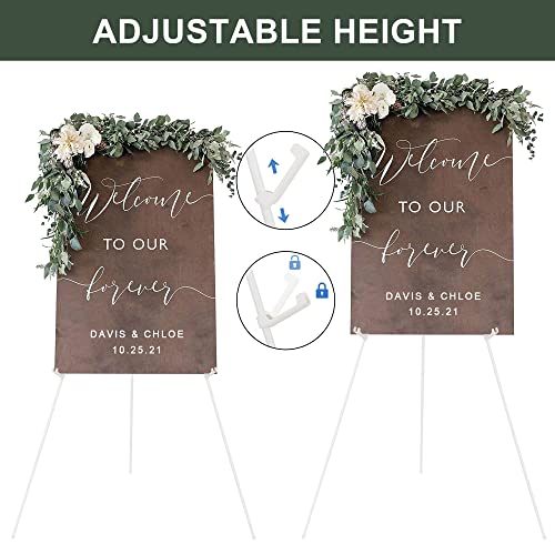 DANMO Easel Stand for Wedding Sign Poster 63'' Instant Display Floor Adjustable Metal Art Easel White