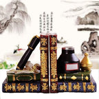 Bellaa 25389 Bookends Antiques Pen Ink Lamp Magical Oldworld Liabrary Office Book Ends for Shelves Stopper Vintage Collection Heavy Duty ＆ Sturdy Non-Skid