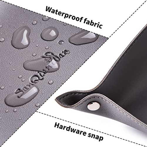 SANQIANWAN Leather Jewelry Valet Tray for Women and Man, Portable Entryway Table Tray Bedside Nightstand Desk Tray Small Catchall Travel Dish Plate for Key,Wallet,Watch,Coin (2PCs Grey-B) - color: 2pcs Grey-b, size: 8×8