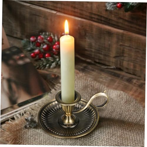 IMIKEYA Vintage Handheld Candlestick Holder Retro Candle Stand Handle for Home Unique Tabletop Centerpiece for Weddings Anniversaries and Special Occasions